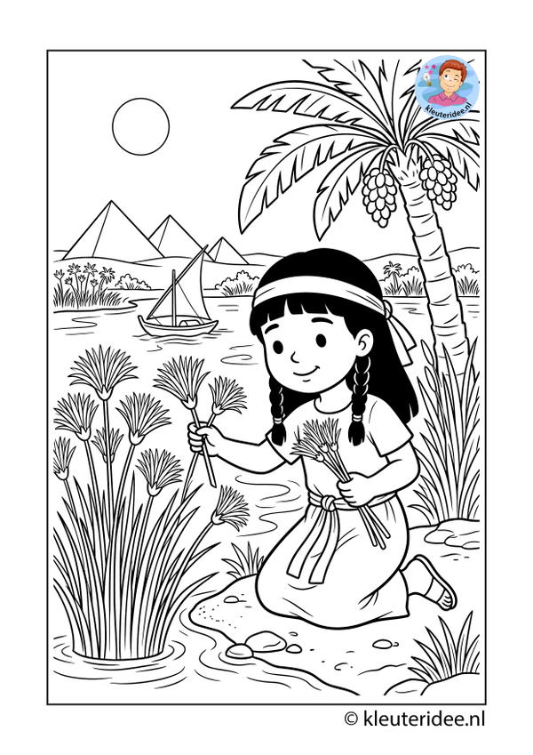 kleurplaat papyrus thema Egypte kleuteridee 